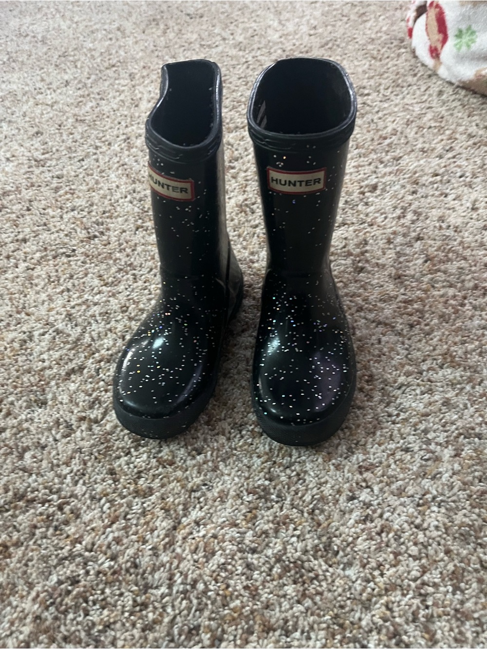 Hunter Kids Black Glitter Rain Boots
